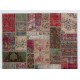 Traditional Handmade Oriental Patchwork Rug for Modern Interiors. Vintage Anatolian Wool Carpet