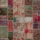 Handmade Red and Green Patchwork Rug for Living Room | Vintage Turkish Wool Carpet Handmade Red and Green Patchwork Rug for Living Room | Vintage Turkish Wool Carpet
