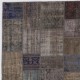 Vintage Gray, Blue and Brown Patchwork Rug | Hand-Knotted Turkish Wool Carpet for Living Room, Home Office and Bedroom Vintage Gray, Blue and Brown Patchwork Rug | Hand-Knotted Turkish Wool Carpet for Living Room, Home Office and Bedroom