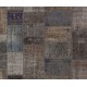 Contemporary Handmade Turkish Patchwork Rug in Shades of Gray, Brown and Blue