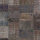 Vintage Gray, Blue and Brown Patchwork Rug | Hand-Knotted Turkish Wool Carpet for Living Room, Home Office and Bedroom Vintage Gray, Blue and Brown Patchwork Rug | Hand-Knotted Turkish Wool Carpet for Living Room, Home Office and Bedroom