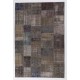 Handmade Central Anatolian Patchwork Rug in Gray & Brown Colors, Traditional Wool Carpet