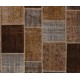 Modern Patchwork Rug in Shades of Brown and Gray, Handmade Turkish Wool Carpet