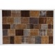 Modern Patchwork Rug in Shades of Brown and Gray, Handmade Turkish Wool Carpet