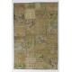 Turkish Hand Knotted Patchwork Rug in Army Green, Light Green and Moss Green Colors. Contemporary Re-Dyed Patterned Wool Carpet