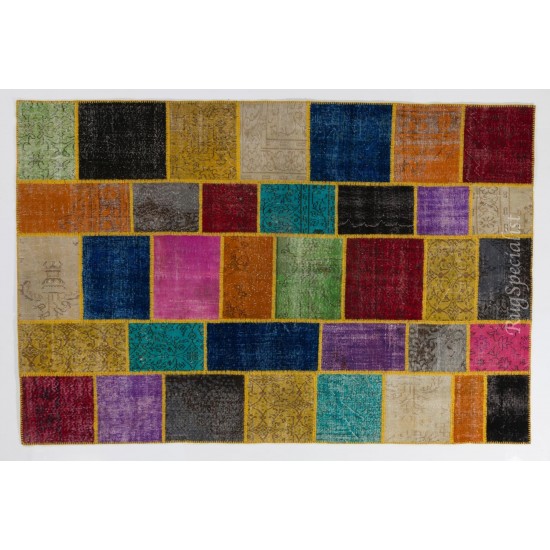 Colorful Handmade Turkish Patchwork Rug for Dining Room, Kitchen, Living Room and Bedroom, Customizable Colorful Handmade Turkish Patchwork Rug for Dining Room, Kitchen, Living Room and Bedroom, Customizable