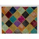 Vibrant and Colorful Patchwork Rug. Modern Handmade Bohemian Eclectic Style Carpet