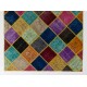 Vibrant and Colorful Patchwork Rug. Modern Handmade Bohemian Eclectic Style Carpet