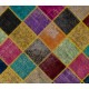 Colorful Handmade Turkish Patchwork Rug for Contemporary Interiors, Bohemian Style Wool Carpet