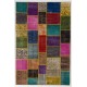 Vivid Colorful Handmade Modern Turkish Patchwork Rug. Bright Colors Home Decor Carpet. Bohemian Style Floor Covering