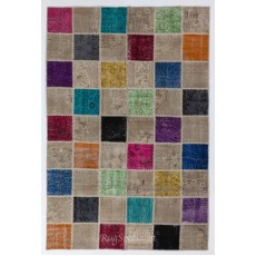 Multicolor Handmade Patchwork Rug from Turkey, Modern Home and Office Decor Carpet, Woolen Floor Covering