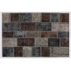 Turkish Hand-Knotted Patchwork Rug in Gray, Brown and Black Colors, Traditional Wool Carpet