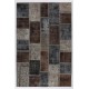 Turkish Hand-Knotted Patchwork Rug in Gray, Brown and Black Colors, Traditional Wool Carpet