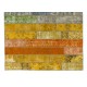 Bright Handmade Turkish Patchwork Rug for Modern Interiors, Custom Multicolored Vintage Carpet