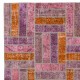 Contemporary Pink, Purple and Orange Brick Pattern Patchwork Rug | Hand-Knotted Turkish Overdyed Wool Carpet Contemporary Pink, Purple and Orange Brick Pattern Patchwork Rug | Hand-Knotted Turkish Overdyed Wool Carpet