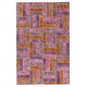 Handmade Patchwork Rug in Pink, Orange and Purple Colors, Decorative Handmade Wool Carpet