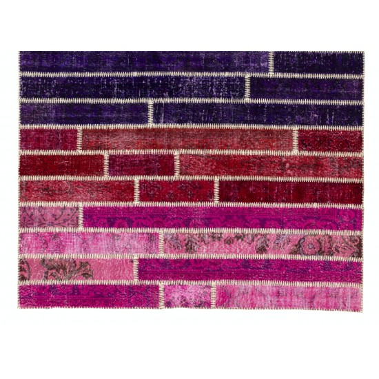 Handmade Patchwork Rug Made from Over-Dyed Vintage Carpets, CUSTOM OPTIONS Av. Handmade Patchwork Rug Made from Over-Dyed Vintage Carpets, CUSTOM OPTIONS Av.