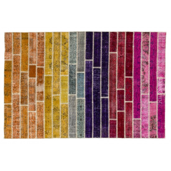 Handmade Patchwork Rug Made from Over-Dyed Vintage Carpets, CUSTOM OPTIONS Av. Handmade Patchwork Rug Made from Over-Dyed Vintage Carpets, CUSTOM OPTIONS Av.
