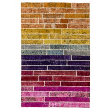 Colorful Handmade Patchwork Rug, Rainbow Turkish Carpet, Modern Home Decor Area Rug