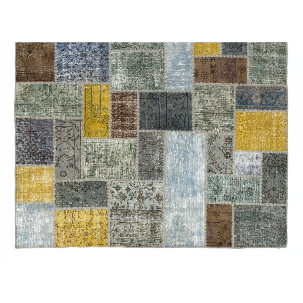 Colorful Handmade Turkish Patchwork Rug for Contemporary Interiors. Bohemian Style Wool Carpet. Exclusive Rug. Customizable