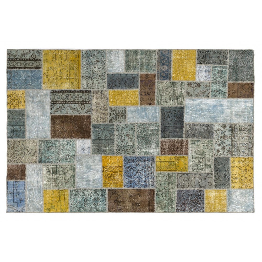 Colorful Handmade Turkish Patchwork Rug for Contemporary Interiors. Bohemian Style Wool Carpet. Exclusive Rug. Customizable