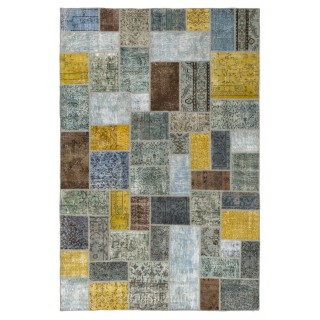 Colorful Handmade Turkish Patchwork Rug for Contemporary Interiors. Bohemian Style Wool Carpet. Exclusive Rug. Customizable
