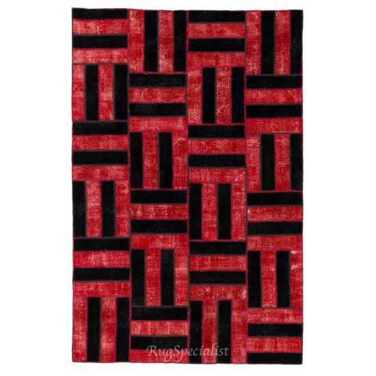 Handmade Patchwork Rug Made from Over-Dyed Vintage Carpets, CUSTOM OPTIONS Av. Handmade Patchwork Rug Made from Over-Dyed Vintage Carpets, CUSTOM OPTIONS Av.