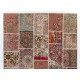 Handmade Patchwork Rug For Modern Interiors, Decorative Mid-century Wool Carpet. Woolen Floor Covering