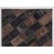 Handmade Turkish Patchwork Rug in Brown and Black Colors, Contemporary Re-Dyed Wool Carpet
