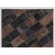 Turkish Hand Knotted Patchwork Rug in Brown and Black Colors, Contemporary Re-Dyed Wool Carpet