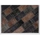 Handmade Turkish Patchwork Rug in Brown and Black Colors, Contemporary Re-Dyed Wool Carpet