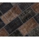 Handmade Turkish Patchwork Rug in Brown and Black Colors, Contemporary Re-Dyed Wool Carpet