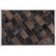 Handmade Turkish Patchwork Rug in Brown and Black Colors, Contemporary Re-Dyed Wool Carpet