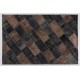 Turkish Hand Knotted Patchwork Rug in Brown and Black Colors, Contemporary Re-Dyed Wool Carpet