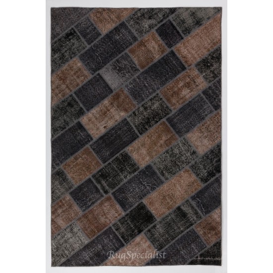 Handmade Patchwork Rug Made from Over-Dyed Vintage Carpets, CUSTOM OPTIONS Av. Handmade Patchwork Rug Made from Over-Dyed Vintage Carpets, CUSTOM OPTIONS Av.