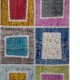 Multicolor Geometric Handmade Patchwork Rug Made from Over-Dyed Vintage Carpets Multicolor Geometric Handmade Patchwork Rug Made from Over-Dyed Vintage Carpets