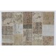 Handmade Patchwork Rug in Muted Colors, Traditional Turkish Oushak Wool Carpet for Country Homes, Rustic and Modern Interiors