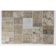 Handmade Patchwork Rug in Muted Colors, Traditional Turkish Oushak Wool Carpet for Country Homes, Rustic and Modern Interiors