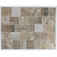 Handmade Patchwork Rug in Muted Colors, Traditional Turkish Oushak Wool Carpet for Country Homes, Rustic and Modern Interiors