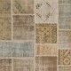 Traditional Hand-Knotted Wool Patchwork Rug | Vintage Muted Earth Tone Turkish Carpet