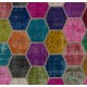 Vibrant Color Handmade Patchwork Carpet. Modern Look Multicolor Wool Area Rug