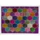 Vibrant Color Handmade Patchwork Carpet. Modern Look Multicolor Wool Area Rug. Home Decoration Floor Covering