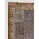 Vintage Gray and Terracotta Patchwork Rug | Hand-Knotted Turkish Border Pattern Carpet for Living Room and Bedroom Vintage Gray and Terracotta Patchwork Rug | Hand-Knotted Turkish Border Pattern Carpet for Living Room and Bedroom