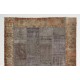 Vintage Patchwork Rug. Handmade Turkish Carpet. Modern Home and Office Decor Bordered Floor Rug