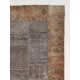 Vintage Gray and Terracotta Patchwork Rug | Hand-Knotted Turkish Border Pattern Carpet for Living Room and Bedroom Vintage Gray and Terracotta Patchwork Rug | Hand-Knotted Turkish Border Pattern Carpet for Living Room and Bedroom