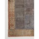 Vintage Gray and Terracotta Patchwork Rug | Hand-Knotted Turkish Border Pattern Carpet for Living Room and Bedroom Vintage Gray and Terracotta Patchwork Rug | Hand-Knotted Turkish Border Pattern Carpet for Living Room and Bedroom