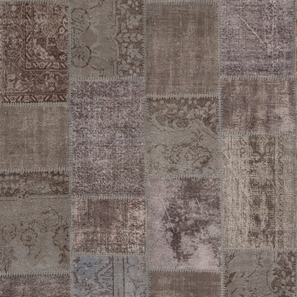Vintage Gray and Terracotta Patchwork Rug | Hand-Knotted Turkish Border Pattern Carpet for Living Room and Bedroom Vintage Gray and Terracotta Patchwork Rug | Hand-Knotted Turkish Border Pattern Carpet for Living Room and Bedroom