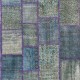 Contemporary Handmade Turkish Patchwork Rug in Shades of Blue | Modern Hand-knotted Wool Carpet Contemporary Handmade Turkish Patchwork Rug in Shades of Blue | Modern Hand-knotted Wool Carpet