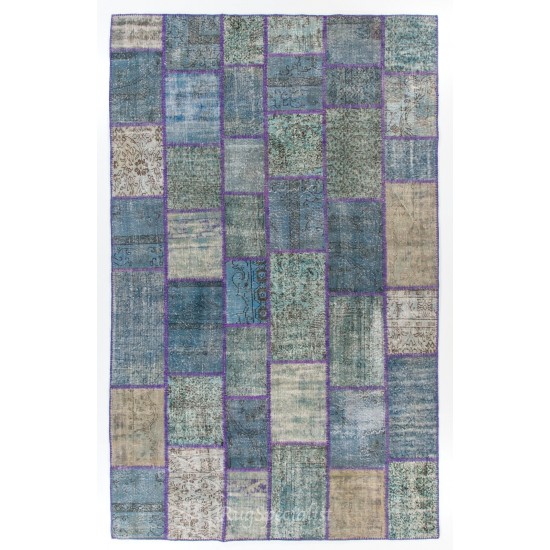 Handmade Patchwork Rug Made from Over-Dyed Vintage Carpets, CUSTOM OPTIONS Av.