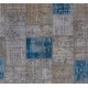 Handmade Blue Patchwork Rug Made from Over-Dyed Vintage Carpets, CUSTOM OPTIONS Av.